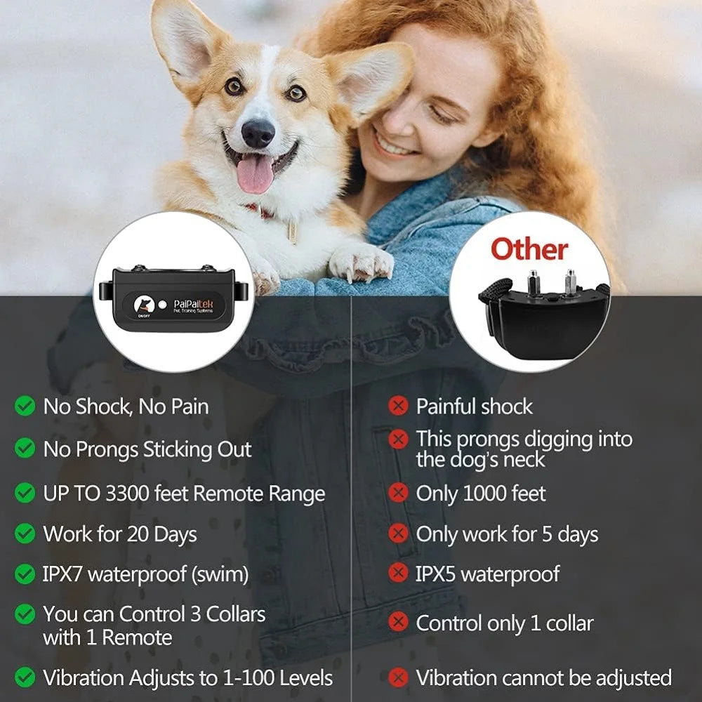 Paipaitek No Shock Dog Training Collar with Remote, 3300ft Range, Vibrating & Waterproof