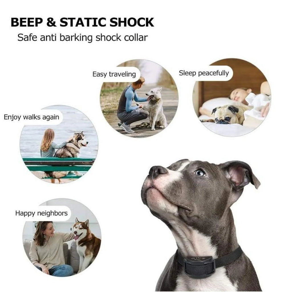 PetJoy Automatic Bark Collar for 3 Dogs,Bark Shock Collar,Anti Barking Collar with Beep&Shock,Bark Collar Adjustable Sensitivity for All Breeds of Dogs