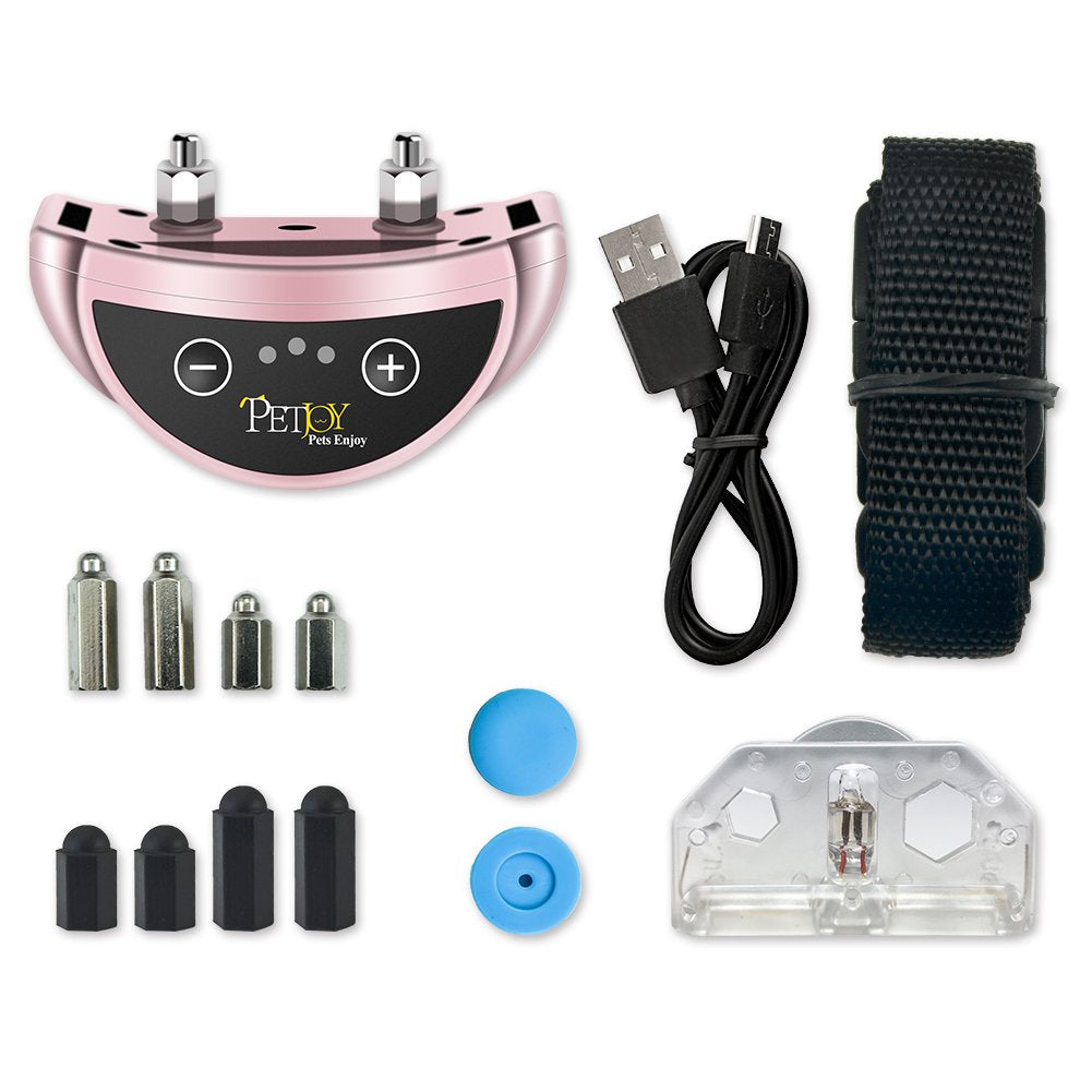 Petjoy Dog Bark Collar,Shock Anti Bark Collar with Beep & Shock,5 Levels,for Dogs 5-120lbs,Waterproof,Pink