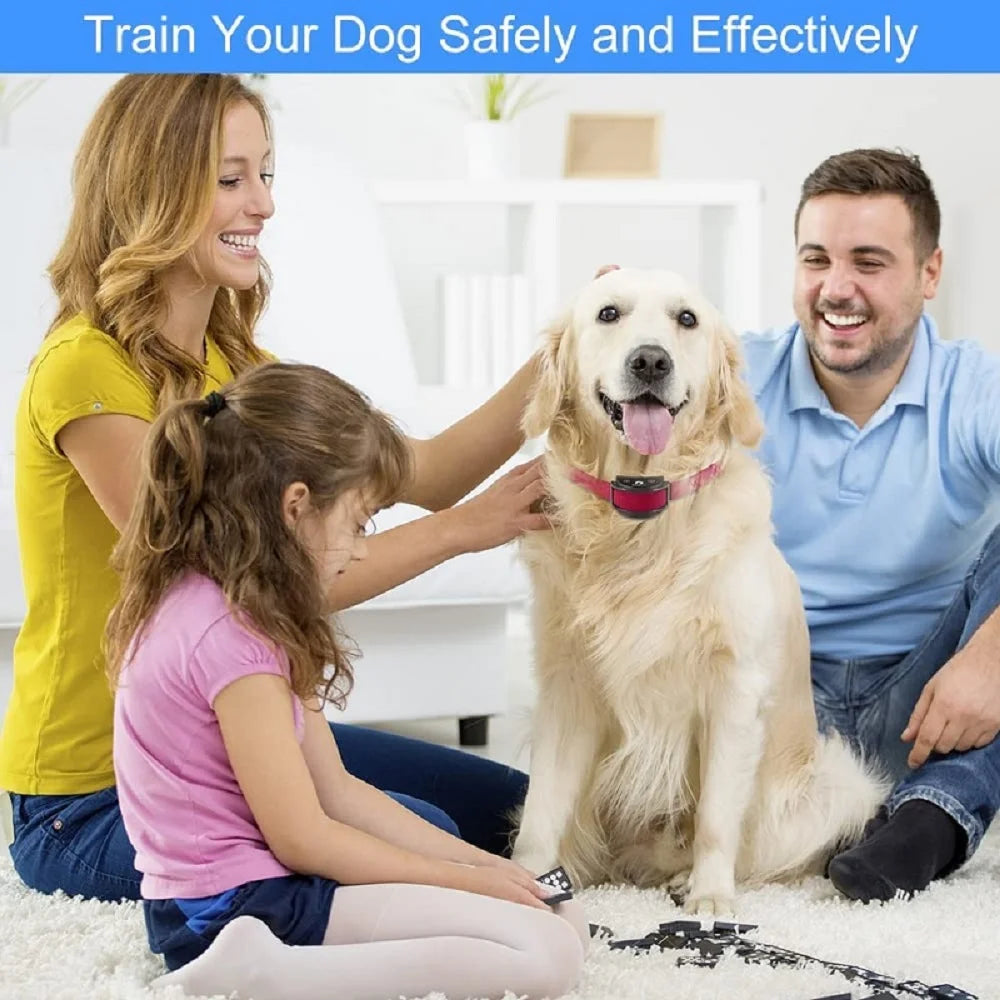 Petjoy Dog Shock Collar for 2 Dogs,Dog Training Collar with Remote,Rechargeable&Waterproof Vibration Dog Collar with Remote,1600Ft Range Dog Bark Collar for Small Medium Large Dog,Blue&Red Nylon