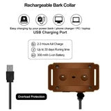 PetJoy Dog Bark Collar,Shock Anti Bark Collar with Beep & Shock,5 Levels,for Dogs 5-120lbs,Waterproof,Brown
