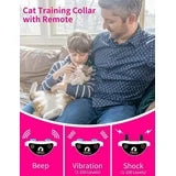 PetJoy Cat Shock Collar with Remote,Cat Training Collar for Cat,Cat Meow Collar with 2 Modes Remote Training and Auto Anti-Meow,Safe and Helpful,Pink