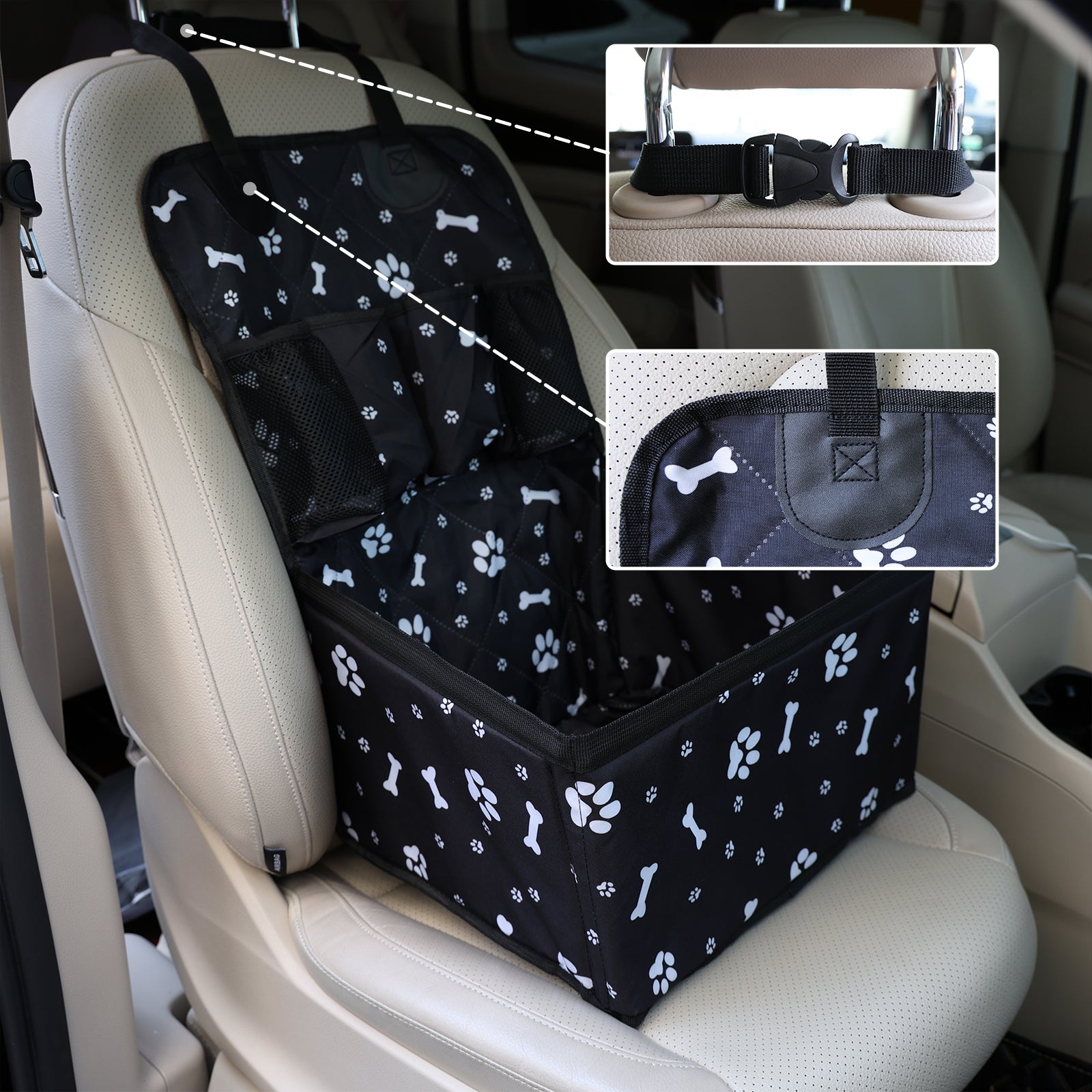 Small Dog Car Seat，Dog Car Seat Cover for Front Seat，Cushion for Medium Dogs Under 35lbs，Robust and Safe Foldable Pet CarSeat with Waterproof Fabric，Robust and Safe