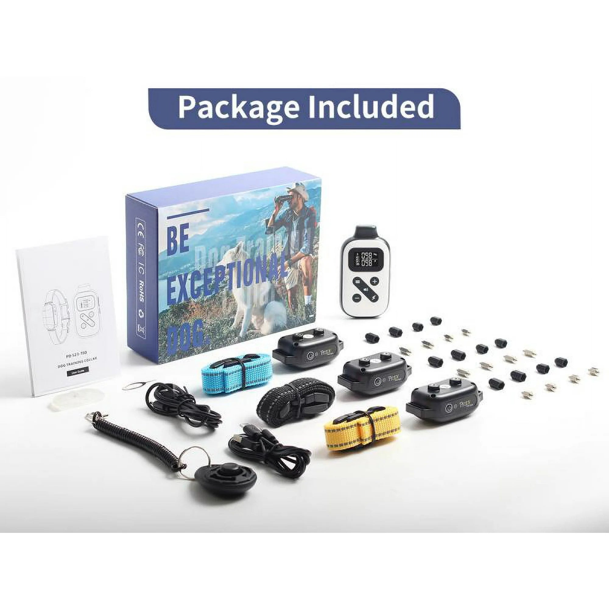 PetJoy Dog Training Collar For 3 Dogs,Dog Shock Collar With Remote,3600Ft Range Training and Auto Anti Bark Collar,3 Modes-Beep,Vibration& Shock,IPX7 Waterproof