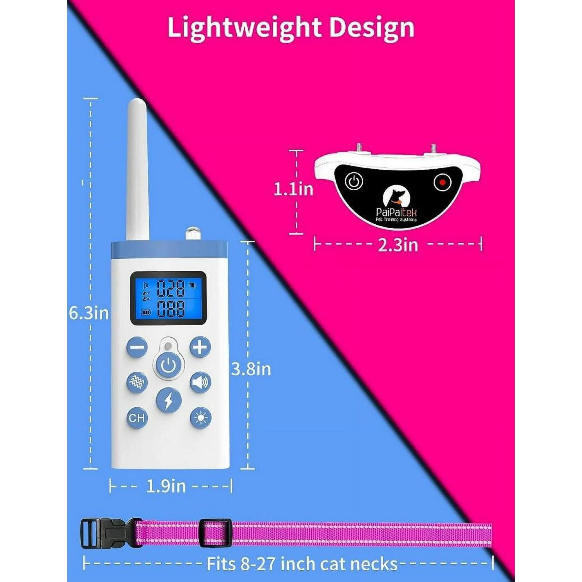 PetJoy Cat Shock Collar with Remote,Cat Training Collar for Cat,Cat Meow Collar with 2 Modes Remote Training and Auto Anti-Meow,Safe and Helpful,Pink