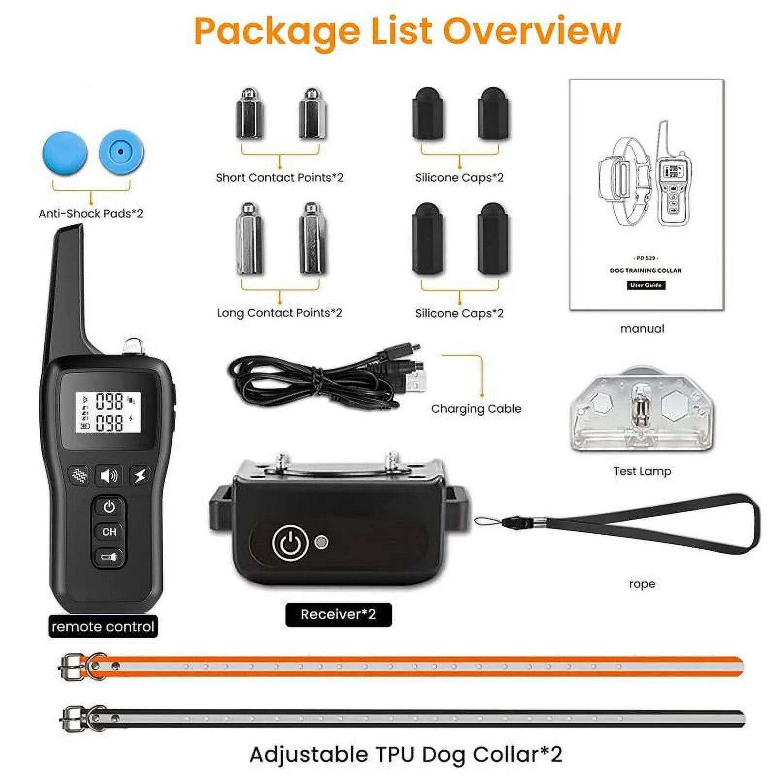 Petjoy 2-IN-1 Remote Dog Training Collar,Electronic Dog Collar,Shock Collar for Large Medium Small Dog，3 Safe Modes with Beep,Vibration&Shock,IPX7,3300FT.