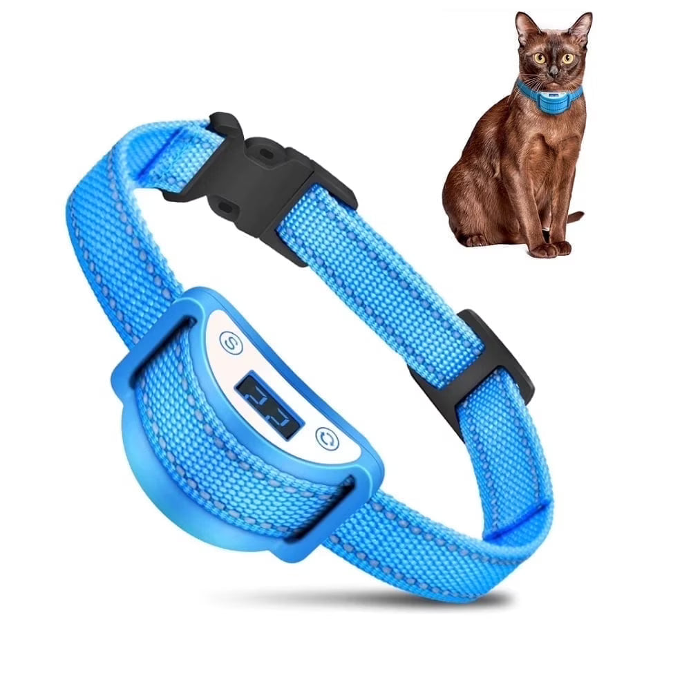 Petjoy Cat Shock Collar, Beep, Vibration and Shock 3 Modes to Auto Stop Meowing, Lightest Safe Shock Collar for Small Cats 5-15lbs & Medium Large Cats, Waterproof & Rechargeable