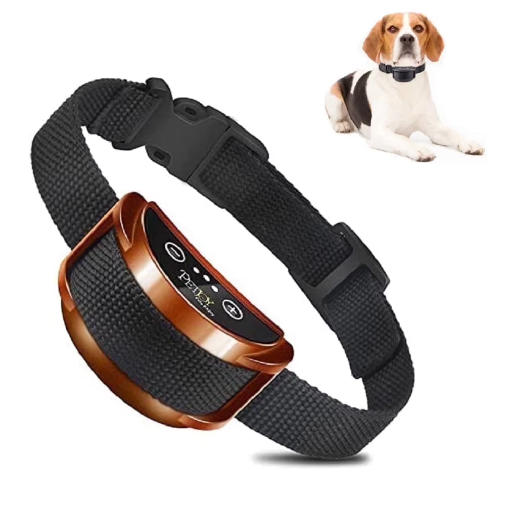 PetJoy Dog Bark Collar,Shock Anti Bark Collar with Beep & Shock,5 Levels,for Dogs 5-120lbs,Waterproof,Brown