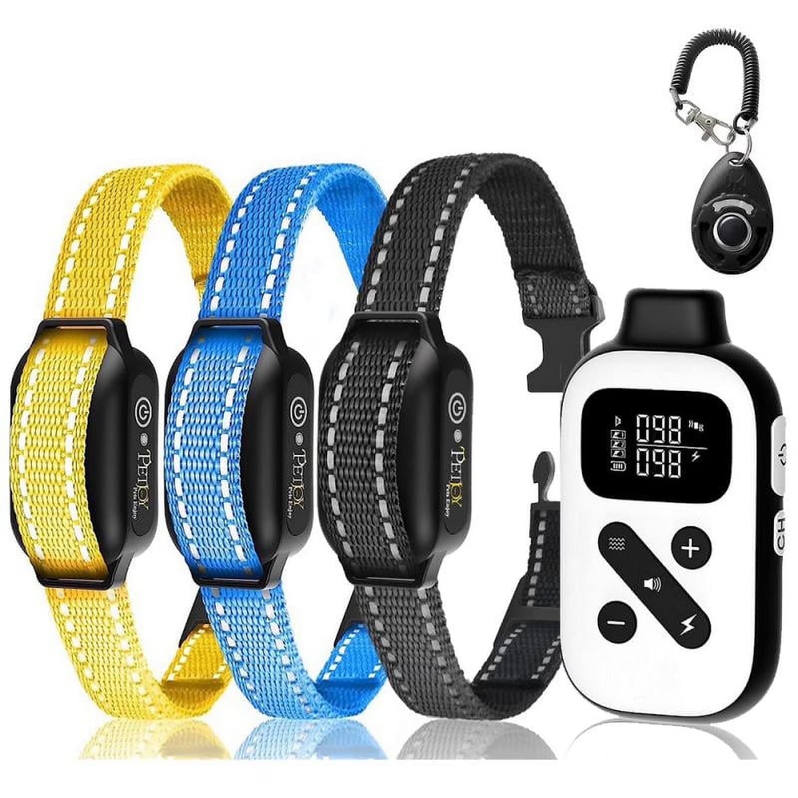 PetJoy Dog Training Collar For 3 Dogs,Dog Shock Collar With Remote,3600Ft Range Training and Auto Anti Bark Collar,3 Modes-Beep,Vibration& Shock,IPX7 Waterproof
