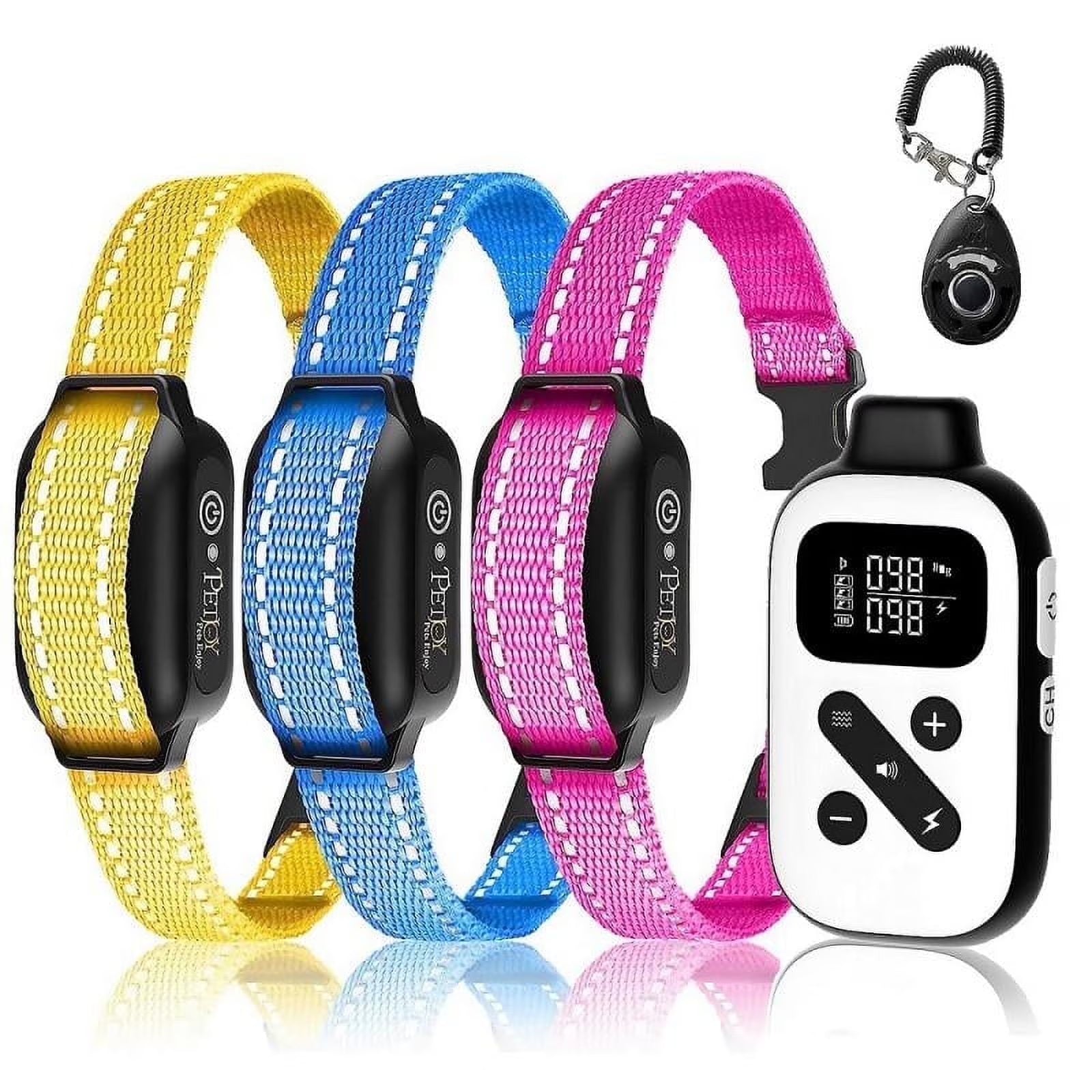 Petjoy Dog Training Collar for 3 Dogs,Dog Shock Collar with Remote,3600Ft Range Training and Auto Anti Bark Collar,3 Modes-Beep,Vibration& Shock,IPX7 Waterproof