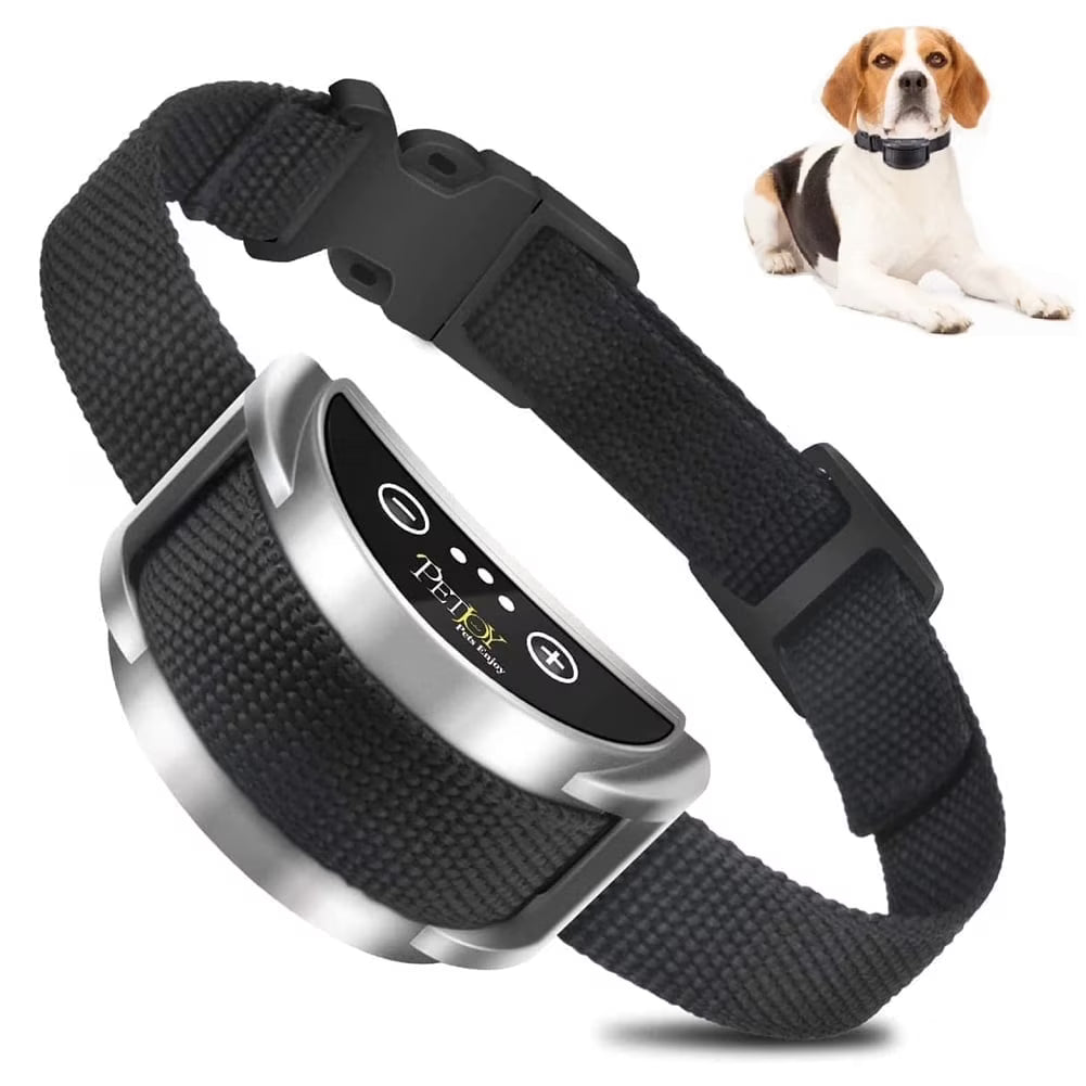PetJoy Dog Bark Collar,Shock Anti Bark Collar with Beep & Shock,5 Levels,for Dogs 5-120lbs,Waterproof,Siver
