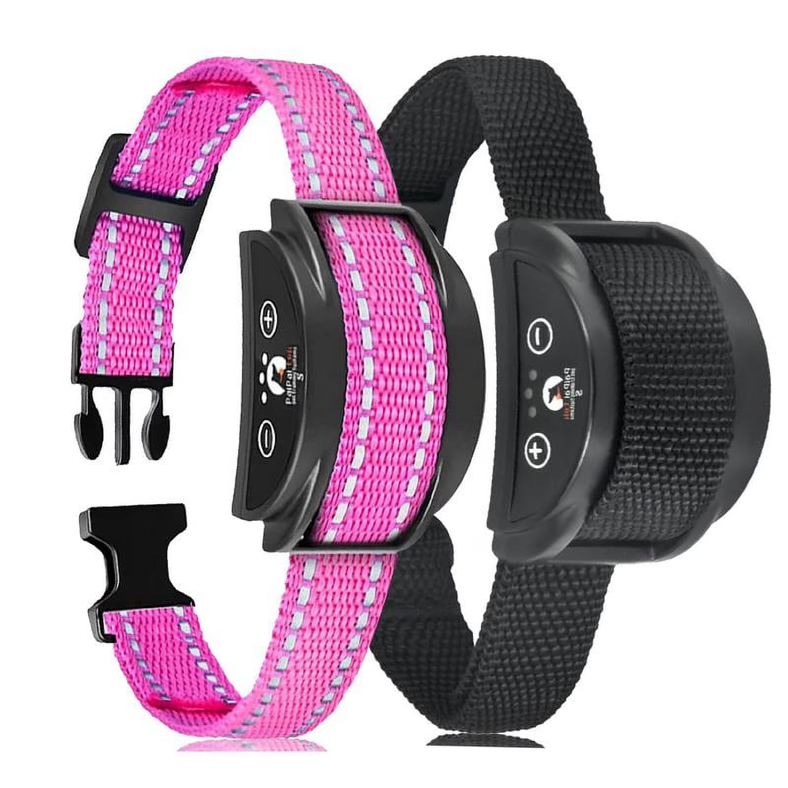 PetJoy Dog Bark Collar, Adjustable Sensitivity Anti Bark Collar with Beep & Shock, Pink,Black (2 Pack)