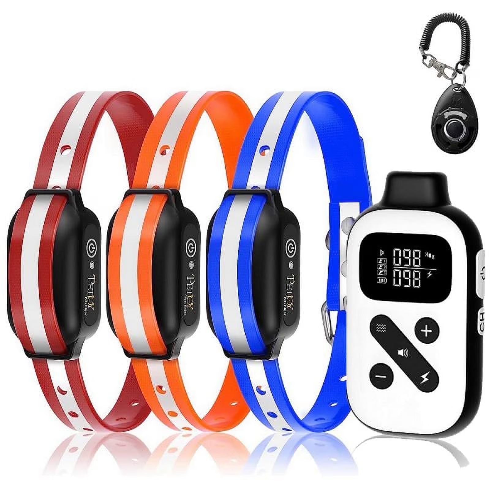 Petjoy Dog Shock Collar with Remote,3600Ft Range Dog Training Collar For 3 Dogs,Automatic Bark Collar with Beep,Vibration&Shock,IPX7 Waterproof Electric Dog Collar for 3 Dogs