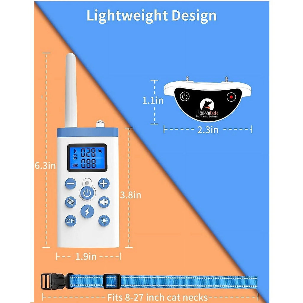 PetJoy Cat Training Collar,Cat Shock Collar with Remote Training Cat Stop Meowing,Remote Control/Automatic Anti-Meow for Cats,Safe and Effective,Blue