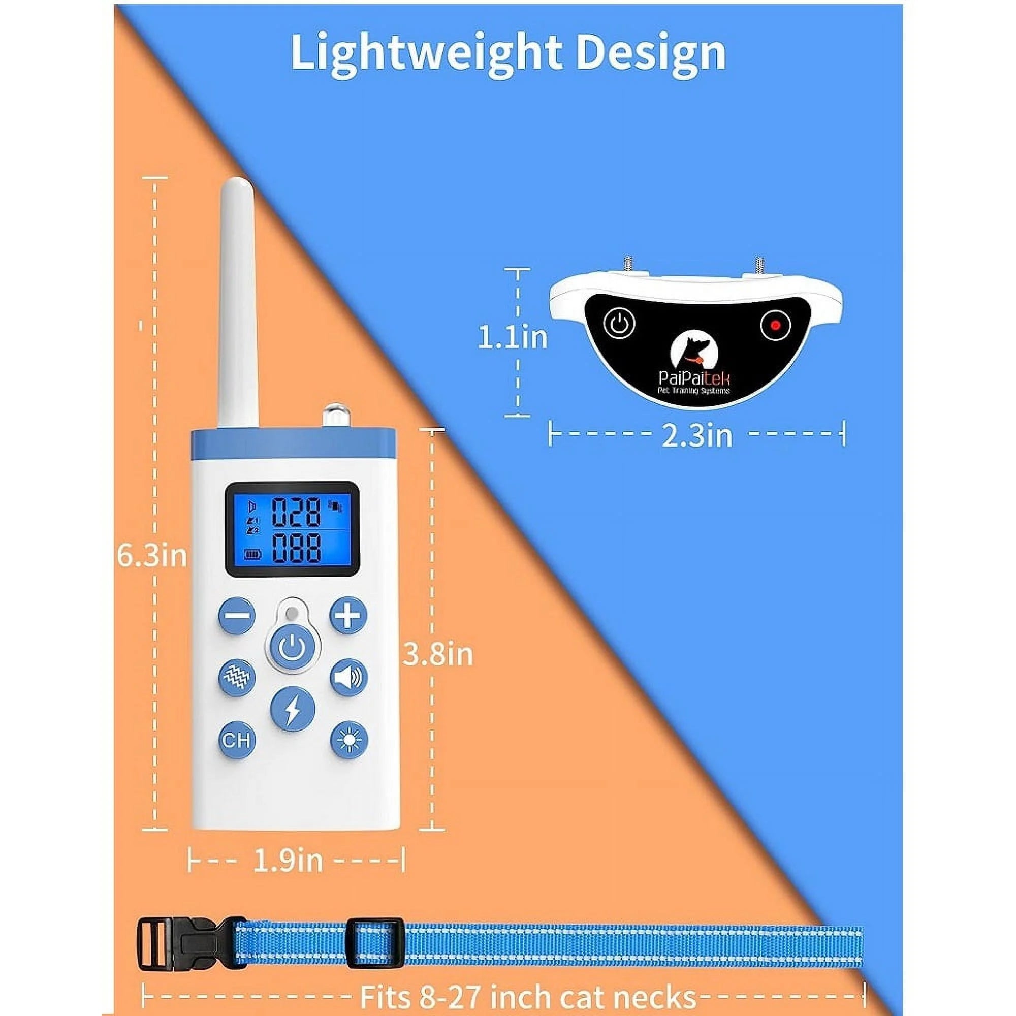PetJoy Cat Training Collar,Cat Shock Collar with Remote Training Cat Stop Meowing,Remote Control/Automatic Anti-Meow for Cats,Safe and Effective,Blue